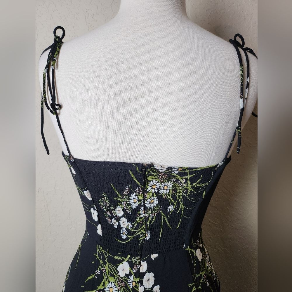 Reformation Kourtney Floral Print Midi Dress Black Size 4 - Picture 9 of 11